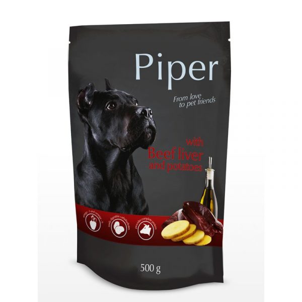 Piper Adult 500 гр. пауч - Телешки дроб и картофи , с масло от ленено семе