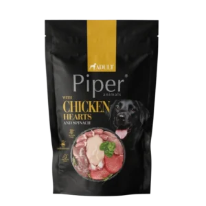 Piper Adult пауч пилешки сърца, кафяв ориз, спанак и масло от ленено семе 500 гр