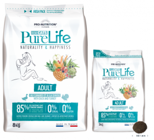 Pure Life за пораснали котки с патешко и пуйка, 8 кг