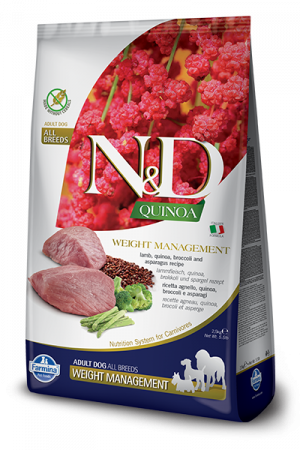 N&D QUINOA Weight Management, с агнешко и броколи, за идеално телесно тегло