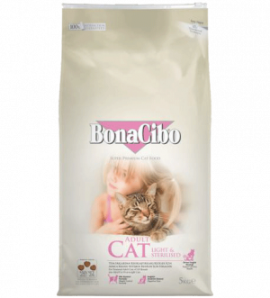 BonaCibo LIGHT & STERILIZED за кастрирани и дебели котки, 5кг