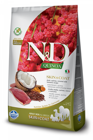 N&D Dog QUINOA SKIN&COAT - храна без зърно за кучета над 1г  с патешко месо, за здрава кожа и козина
