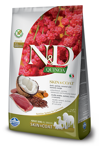 N&D Dog QUINOA SKIN&COAT - храна без зърно за кучета над 1г  с патешко месо, за здрава кожа и козина