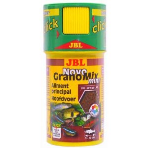 JBL NovoGrano Mix mini Click 100мл.- храна за различни малки рибки в общ аквариум с ДОЗАТОР