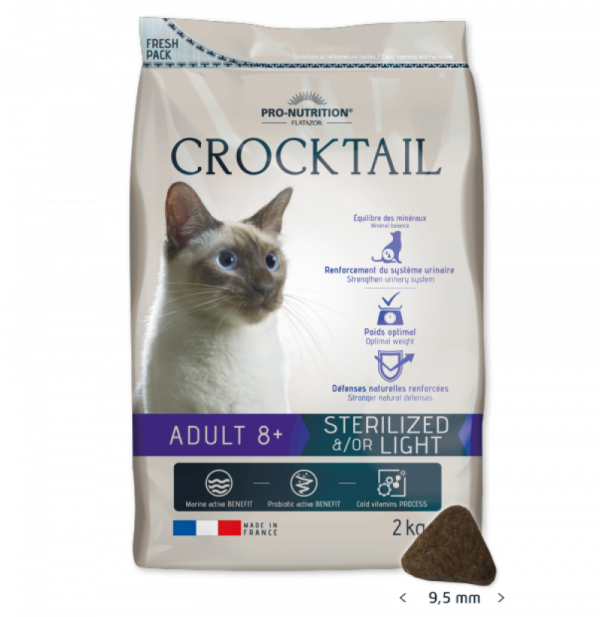 Crocktail ADULT 8+ STERILIZED & LIGHT Пълноценна храна за кастрирани котки над 8 години 2 kg