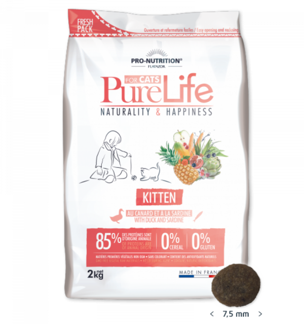 Pure Life KITTEN с патешко и сардини, 2 кг