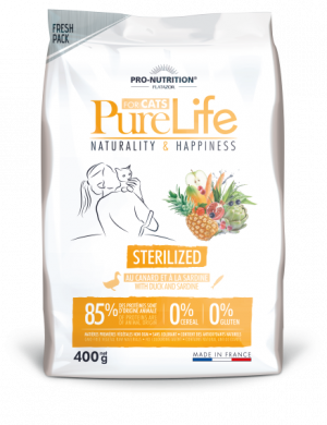 Pure Life STERILIZED с патешко и сардини, 0.400 кг.