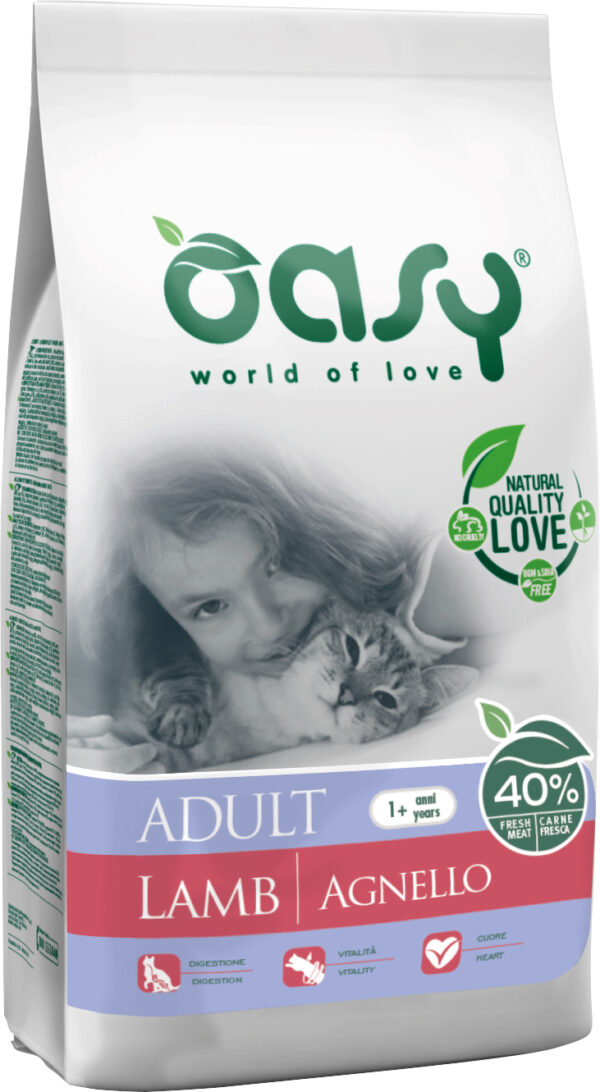 Oasy Adult Lamb, Храна за котка с агнешко, 1.5 кг