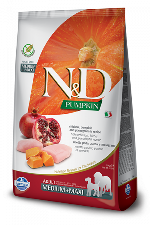 N&D Pumpkin Chicken &Pomegranate MED&MAXI Adult 12кг., за кучета от средни и едри породи с пиле