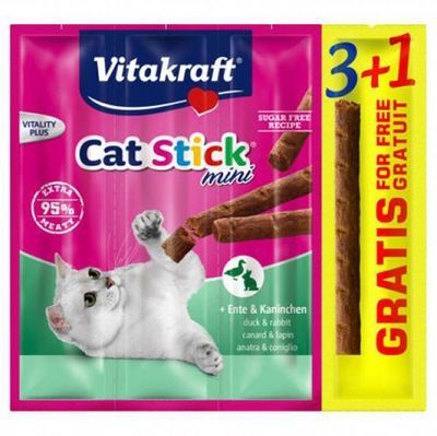 Vitakraft Cat Stick Mini Саламена пръчица с патица и заек 3+1 бр