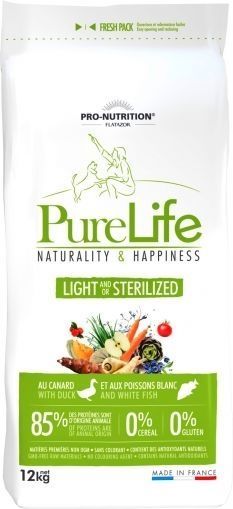 Flatazor PureLife Sterilized  за куче с патица и бяла риба, 12 кг