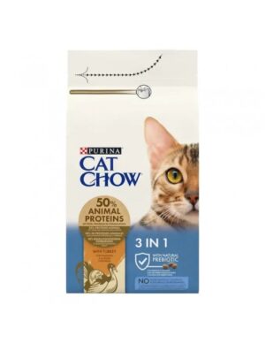 Cat Chow Feline 3 in 1 - Пълноценна храна за котки 1.5 кг