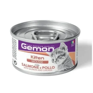 GEMON Kitten Mousse with Salmon & Chicken - МУС за подрастващи котки със сьомга и пиле 85гр