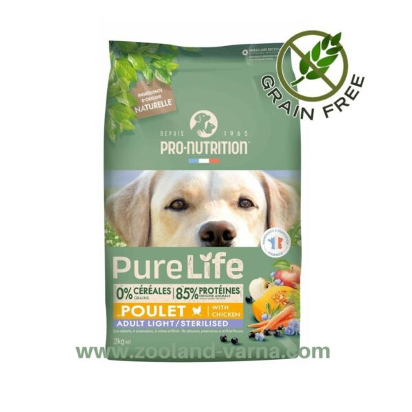 Pure Life Adult Light/Sterilized с Пиле – Храна за Кастрирани и Кучета с Наднормено Тегло 2 кг