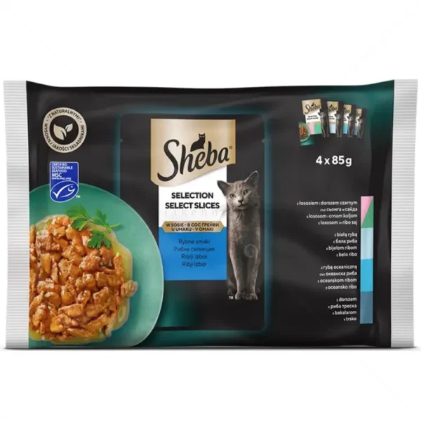 SHEBA Select Slices - Паучове за котка рибни ястия 4х85 гр