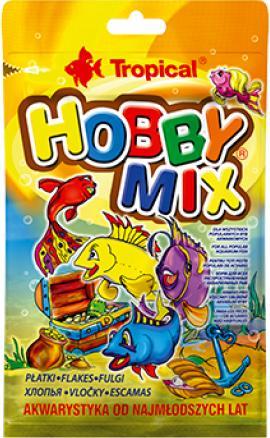 Tropical Hobby mix Люспи за гупи, молинезии, плати, барбуси, данио и златни рибки 12 гр.