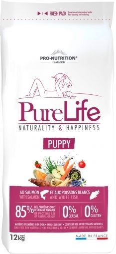 Flatazor PureLife Puppy за малки кученца със сьомга и бяла риба, 12 кг