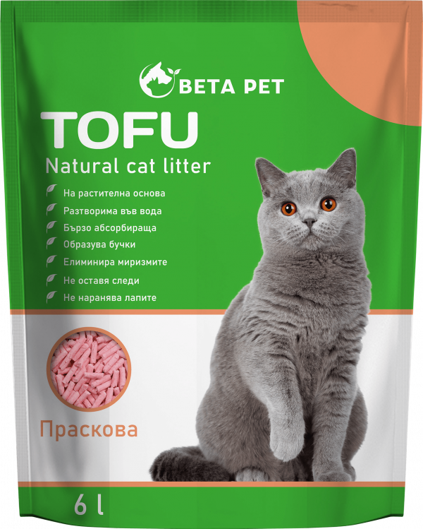 Beta Pet Tofu Биоразградима котешка тоалетна 6 л