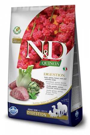 N&D DOG QUINOA DIGEST ADULT MINI LAMB - храна без зърно за чувствителен стомах с агнешко и копър