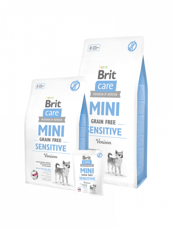 Brit Care Grain Free Mini Sensitive - храна за кучета със чувствителни стомаси с  Елен 2 кг