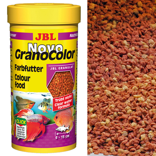 JBL Novo GranoColor Click 250мл.- храна за риби, за подсилване на цветовете, гранули, с ДОЗАТОР