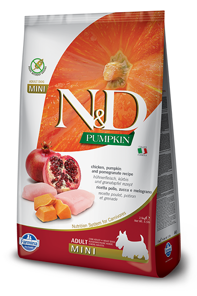 ND Pumpkin Chicken & Pomegranate Adult Mini, за дребни породи с пиле