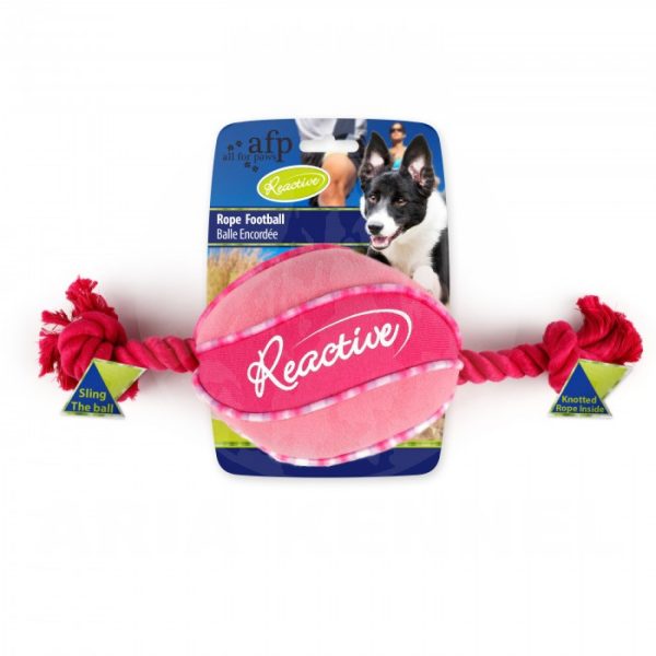 AFP Reactive играчка за куче - футболна топка с въже, розова, 37 см