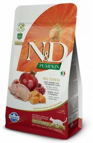 N&D CAT Quail&Pomegranate NEUTERED PUMPKIN  за кастрирани котки  5кg