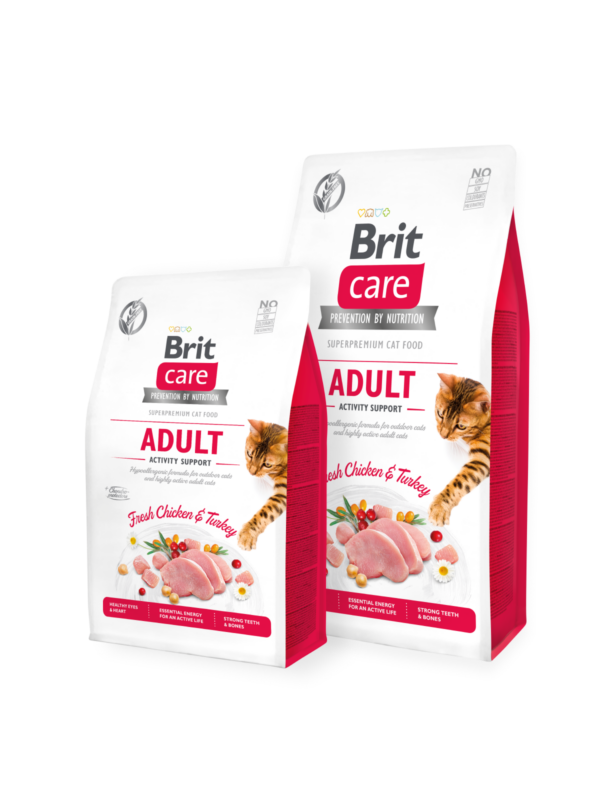 Brit Care Cat Grain-Free ADULT ACTIVITY SUPPORT - Пълноценна суха храна с пилешко и пуйка за котки с високи нива на активност