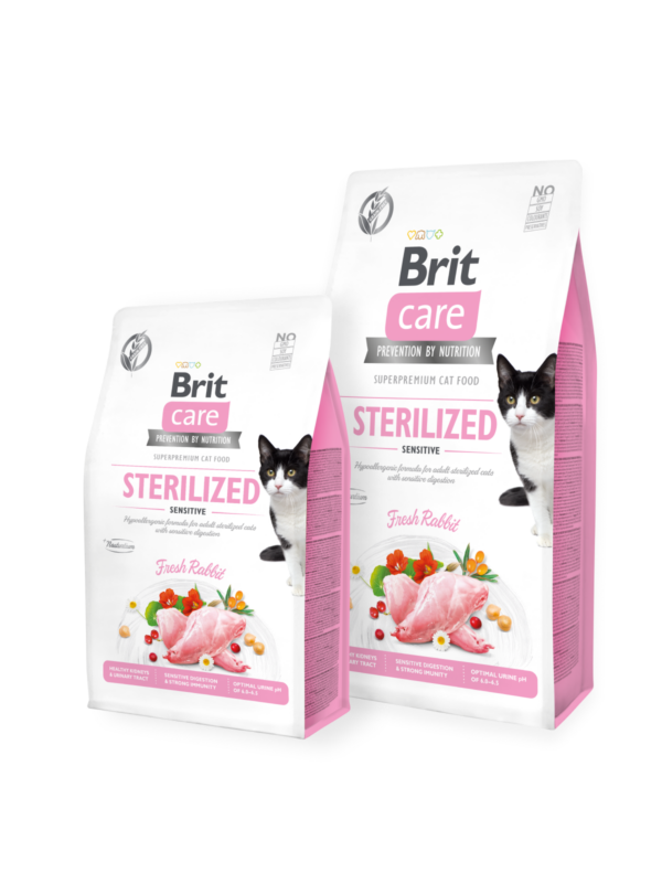 Brit Care Cat Grain-Free STERILIZED SENSITIVE - Пълноценна суха храна със заешко за кастрирани котки