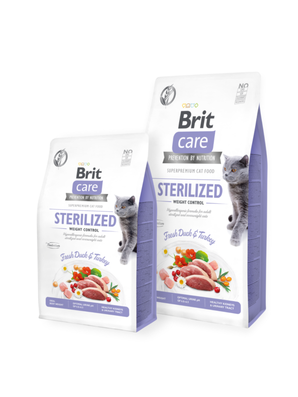 Brit Care Cat Grain-Free STERILIZED AND WEIGHT CONTROL - Пълноценна суха храна за кастрирани котки с цел контрол на теглото