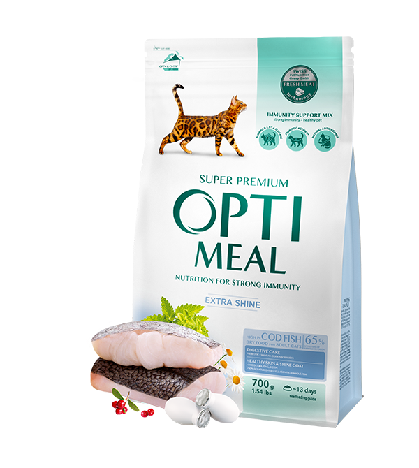 opti meal cat adult cod fish Суха храна с високо съдържание на риба треска 700гр