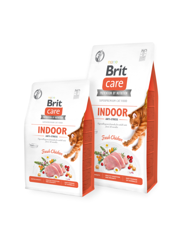 Brit Care Cat Grain-Free INDOOR ANTI-STRESS - Пълноценна суха храна с пилешко за котки живеещи в затворени пространства