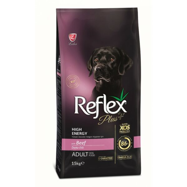 Reflex Plus High Energy Adult Dog - високоенергийна храна с говежедо израснали кучета 15 кг