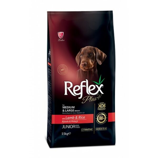 Reflex Plus Junior Medium & Large за подрастващи кучета с агнешко и ориз 15кг