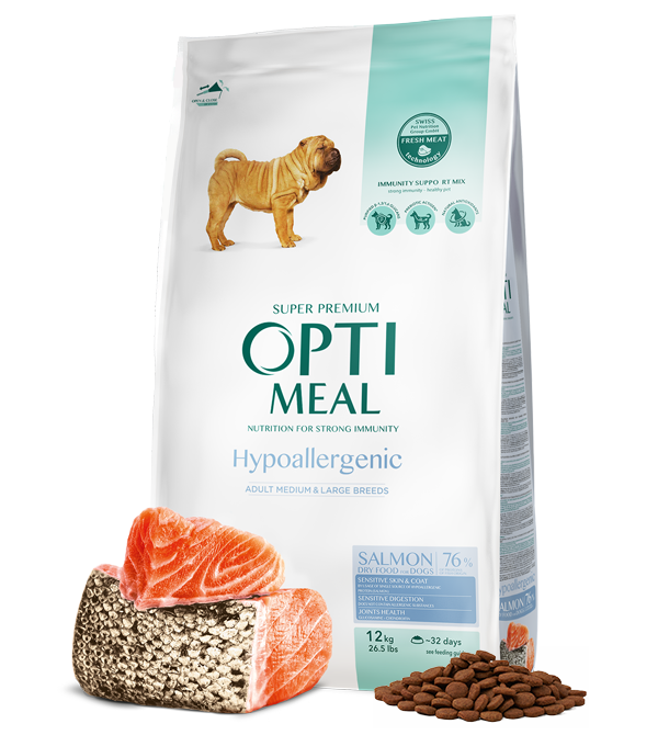 OPTI MEAL DOG MAXI ADULT SALMON-Хипоалергенна суха храна за възрастни кучета СЬОМГА