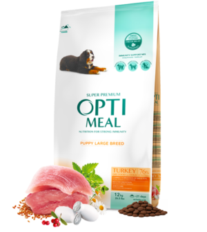 OPTI MEAL DOG MAXI PUPPY TURKEY 12kg- Cуха храна за кученца от големи породи - пуйка 12kg