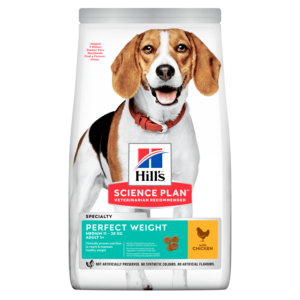 HILL`S Dog PERFECT WEIGHT MEDIUM- Храна с пилешко за кучета от средните породи с наднормено тегло