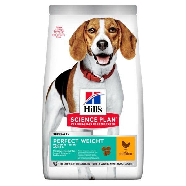 HILL`S Dog PERFECT WEIGHT MEDIUM- Храна с пилешко за кучета от средните породи с наднормено тегло