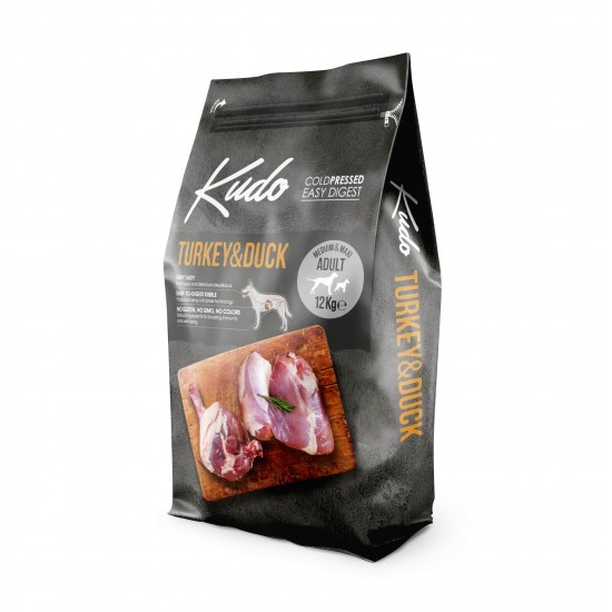 Kudo Low Grain Turkey / Duck Medium-Maxi Adult - Храна за кучета от средни/едри породи над 1 год , 12 кг.
