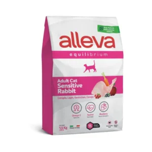 Alleva Equilibrium Sensitive Adult Cat - Суха храна за котки със заешко 1.5кг