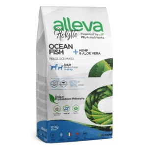Alleva Holistic Adult Medium/Maxi с океанска риба, Канабис Сатива и Алое Вера, 12 кг
