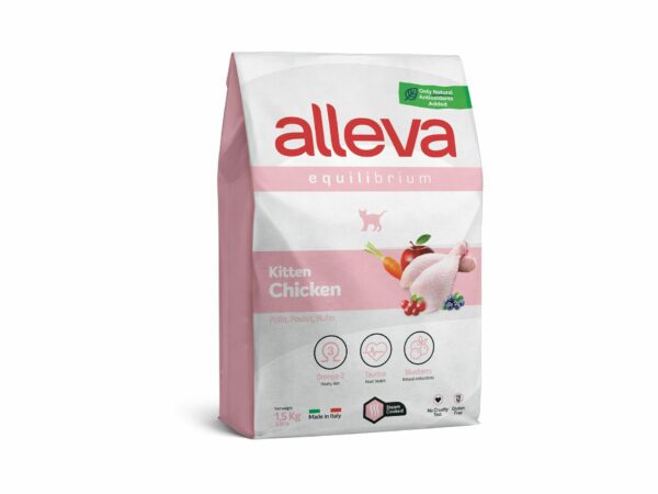 Alleva Equilibrium Kitten с пилешко, храна за израстващи котки 1.5кг + ПОДАРЪК въдица