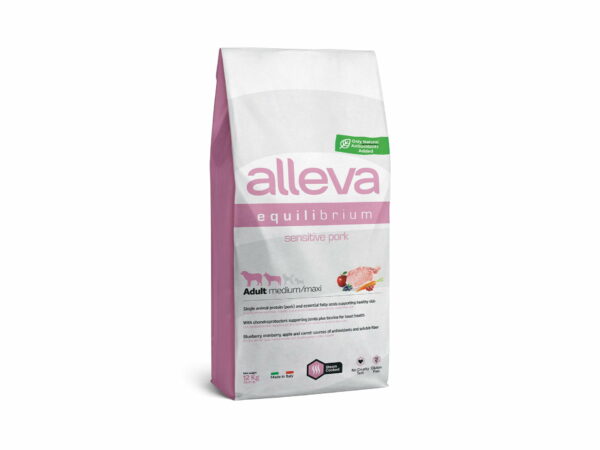 Alleva Equilibrium Sensitive Adult Medium/Maxi храна за куче със свинско 12 кг - Image 2