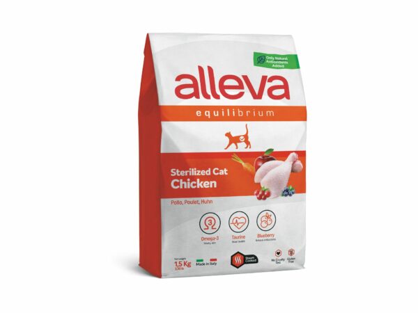 Alleva Equilibrium Sterilized (Adult Cat) с пилешко, 1.5кг