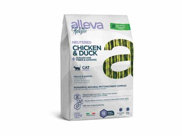 Alleva Holistic Adult Cat храна за котки с пилешко,патешко и Алое Вера, 1.5кг + ПОДАРЪК въдица