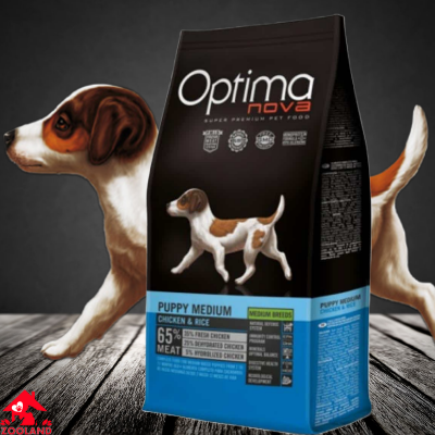 Optima Nova Puppy Medium Chicken Rice- храна за кучета средни породи до1г