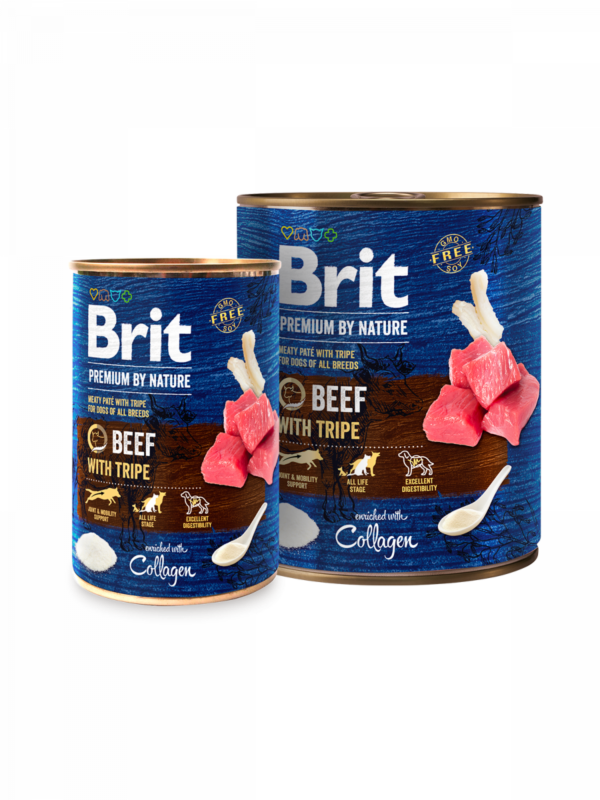 BRIT Premium by Nature Beef & Tripe - консерва за куче с телешко и шкембе 400гр