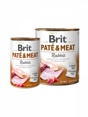 BRIT PATÉ & MEAT Rabbit - консерва за подрастващи кучета със зешко 800гр