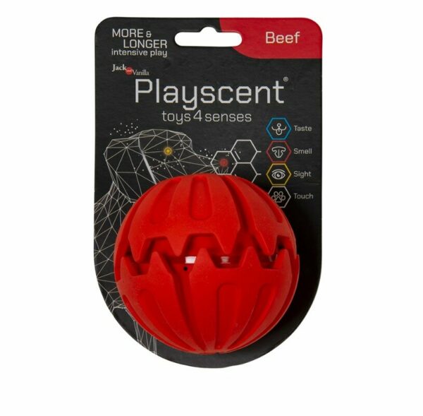 PLAYSCENT Неразрушима гумена топка за куче с вкус и аромат 8см